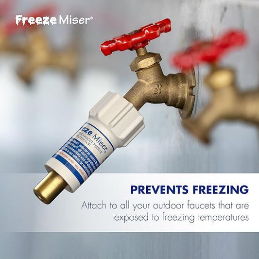 Freeze Miser Outdoor Faucet & Spigot Freeze Protection – Patented Valve Shield, Activates at Water Temperature Below 37°F/3°C – Durable Winter Cover Alternative – Quick Install, Saves Water – 3 Pack