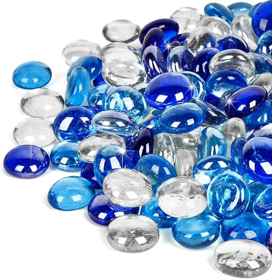 GASPRO 10 lbs Fire Pit Glass for Propane Fire Pit, 3/4 Inch Fire Glass Beads for Fireplace Fire Pit Table, Glass Rocks for Landscaping- Mixed Colors