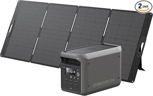 DABBSSON 2048Wh Solar Generator with 420W Solar Panel, Semi-Solid LiFePO4 Battery w/6 2200W AC Output, Compact&Lightweight, Recharge 80% in 1.5 Hr, 2000L Portable Power Station for Camping/Home/RV
