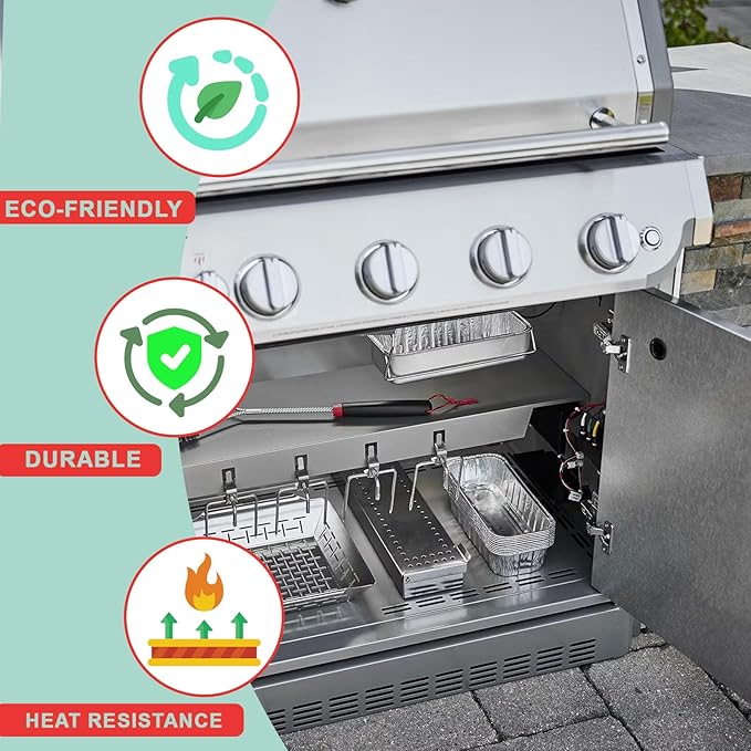 20Pcs Drip Pans Liners for Most Monument Grills 24367 13762 Accessories, Universal Aluminum Grease Tray for Monument 35633 24633 17842 25392 14633 41847NG Parts and More, Foil Liners 8.4''L x 5.8''W