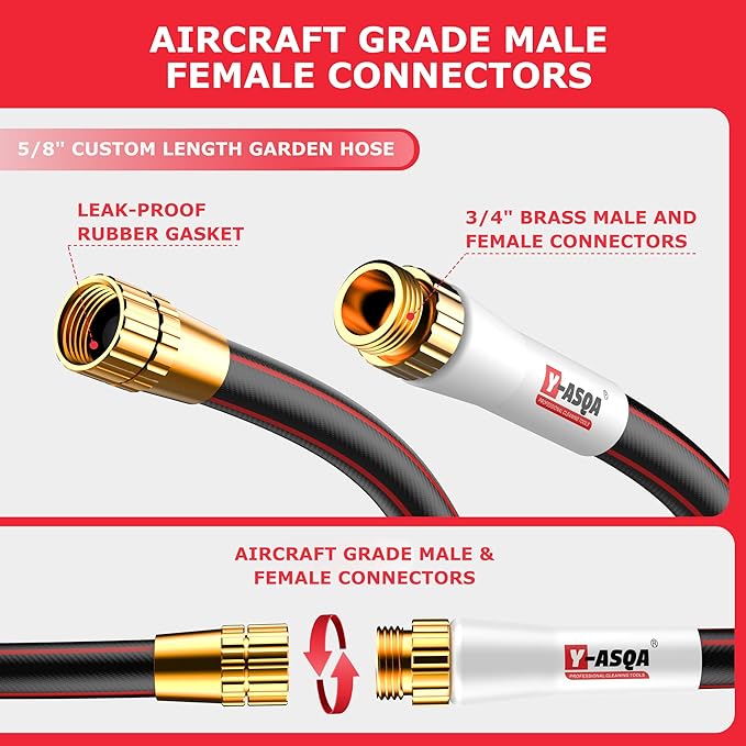 Garden Hose 25ft, Leakproof Durable, Lightweight, Flexible, Drinking Water Safe Hose, Pull-in Heavy Duty Hose 5/8" Diameter 25ft 150PSI No Kink Durable High Burst Strength water Hose