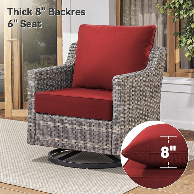 6" Thick Outdoor Cushions 22x24x6, 6-Set Deep Seat Patio Cushions with Removable Cover, Waterproof & Fade Resistant Replacement for Wicker Chair, Loveseat, Sofa - Red