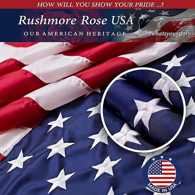 Large American Flag for Outside 12x18 | American Flag 100% Made in USA -US Flag Heavy Duty Outdoor with Embroidered Stars and Sewn Stripes Outdoor Flag for High Wind - FMAA Certified