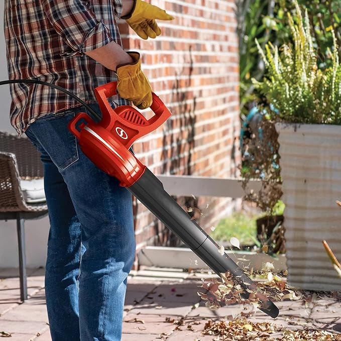 Sun Joe Corded Electric Leaf Blower Machine, 155 MPH, 260 CFM, 6-Amp Motor, Red - Portable and Lightweight Gardening Equipment for Yard Care and Lawn Maintenance, SBJ597E-RED
