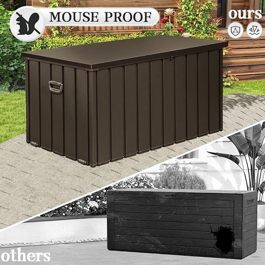 Domi 190-Gallon Outdoor Storage Box – Waterproof, Lockable Storage Cabinet for Patio Furniture, Garden Tools & Pool Supplies – Large Metal Storage for Cushions, Toys & More