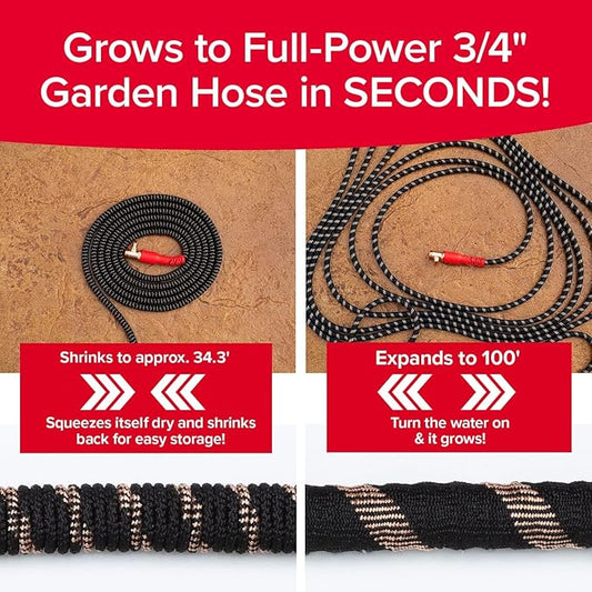 Pocket Hose Copper Head w/New Pocket Pivot Expandable Garden Hose 100FT, AS SEEN ON TV, Swivels 360°, Advanced Tri-Tex Tubing & Force Field Jacket, 3X Stronger, Lead-Free, No-Kink, Anti-Burst w/APT