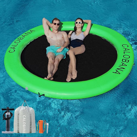 Round Floating Ring Inflatable Water Hammock Heavy Duty River Floats Lake Raft for Adults Tanning Pool Lounger Float Island Platform Pad Mat for Party