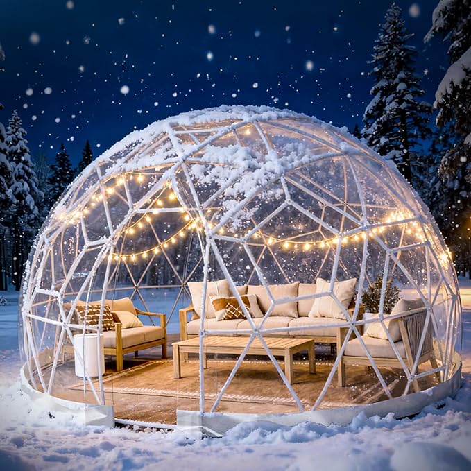 Garden Dome Tent, 9.6/12/15 ft Outdoor Clear Bubble Tent for 2-8 Person, All-Weather Geodesic Dome Greenhouse with Window & Door, PVC Transparent Tent for Patio, Camping, Party