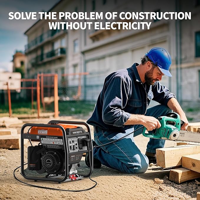 4400 Watt Portable Inverter Generator, Gas Powered Generator with ECO Mode, Low Oil Shutoff, Lightweight & Quiet for Home Use and Emergency Backup, Camping, EPA Compliant