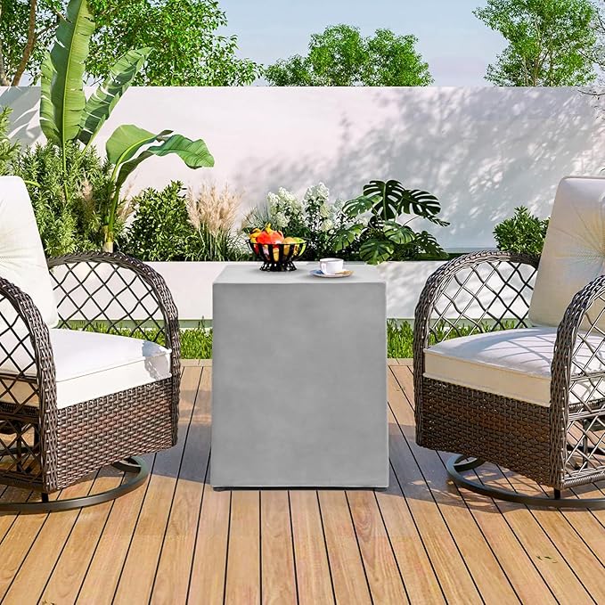Propane Tank Cover Table, Modern Outdoor Gas Tank Covers, 16 X 20inch Square Concrete Tank Storage Box Hideaway Table for Propane Gas Fire Pit, Tank Holder with Handles (Gray)