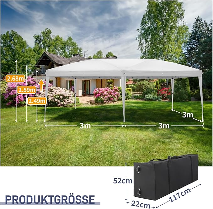 CFATLFRM 10x20 White Pop Up Canopy Tent with 6 Removable Sidewalls, Carry Bag & 6 Sandbags & Stakes & Ropes Portable Commercial Outdoor Shelter Gazebo Tents for Parties Wedding Event Camping