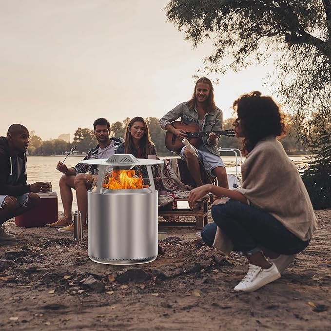 Heat Deflector for Solo Stove Bonfire 19.5" Accessories, Portable Heat Diffuser for Solo Stove Bonfire 2.0 for Firepit Captures & Redirects Warmth, 304 Stainless Steel Diffuser with Carrying Handle