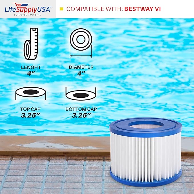 LifeSupplyUSA Replacement Pool Spa Filter Compatible with Bestway VI (12)