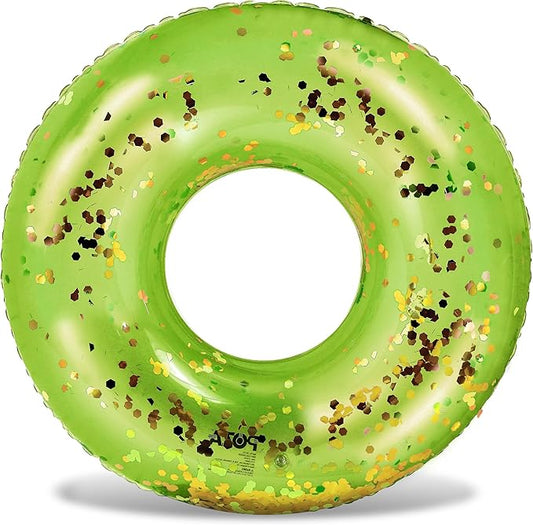 POZA Inflatable Pool Float Tube – Sparkly Confetti Swim Ring, Heavy Duty UV Resistant Inflatable Tube Pool Float for Kids & Adults – Multiple Colors & Sizes – Beach, Lake & Pool Party Float