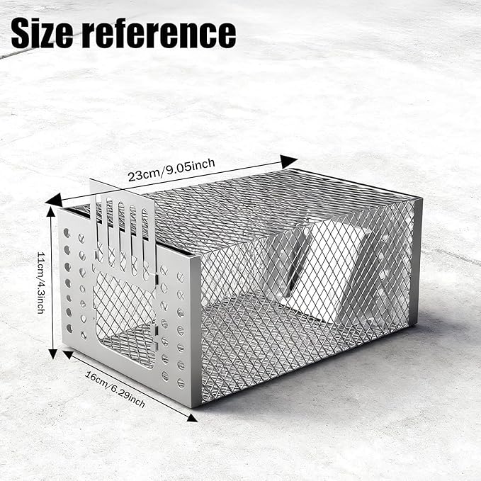 2026 Upgraded Stainless Steel Automatic Mouse Trap, Easy Setup for Indoor and Outdoor Use, Humane No-Kill Live Trap with One-Way Door, Catch & Release for Mice and Rodents (3)