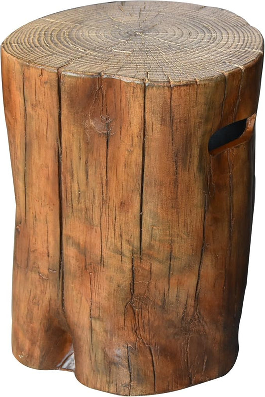 AMS Fireplace |Elementi Concrete Propane Tank Cover (Manchester - Redwood) | GFRC, Redwood Color, Round Shape, Size - 18.5 x 19.5 x 24.4 inches | Suited for Manchester Redwood Fire Pits