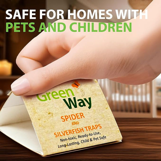 Greenway Silverfish and Spider Traps, Non-Toxic Indoor with High-Strength Glue for Safe, Effective Home Protection, 2 Packs (Includes 12 Traps)