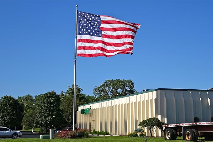 SYII American Flag 30x50 Ft TearProof Series for Outside, Heavy Duty Tough Spun All Weather US Flag for High Wind, Embroidered Stars Sewn Stripes and Brass Grommets