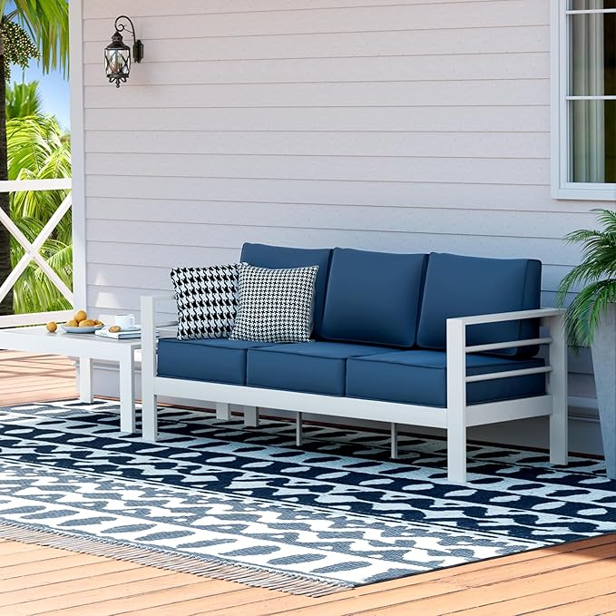 UDPATIO 3-Seat Patio Sofa Outdoor Aluminum Patio Furniture with 5" Thick Cushion and Waterproof Cover