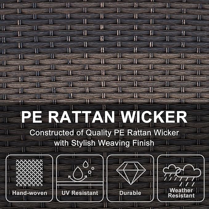 HUMMUH Outdoor Wicker Chairs Patio Dining Chairs Set of 2 with High Back and Deep Seat for Garden,Porch,Backyard,Balcony (Brown/Grey)