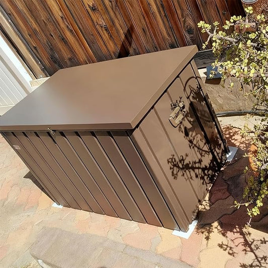 PURPLE LEAF Outdoor Deck Box 120 Gallon Waterproof Lockable Storage Box Container with Lid Deck Organization for Patio Cushions Side Table Pool Accessories Garden Tools, Brown