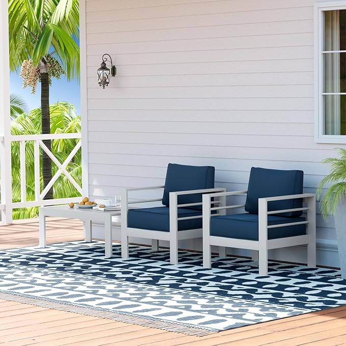 UDPATIO Patio Sofa Aluminum Patio Furniture Chair, Thickness 5" Cushion Outdoor Seating Set for Balcony(Include Waterprroof Cover)