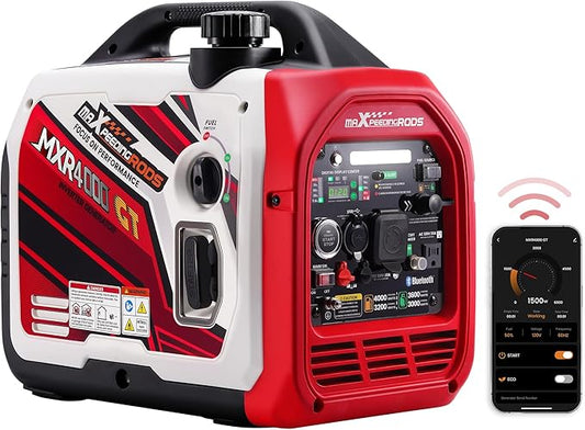 maXpeedingrods 4000 Watt Dual Fuel Inverter Generator with Bluetooth® Control Start and Display, RV Ready, Electric Start, Quiet for Outdoor Camping, Home Backup, Garden，PGMA Compliant