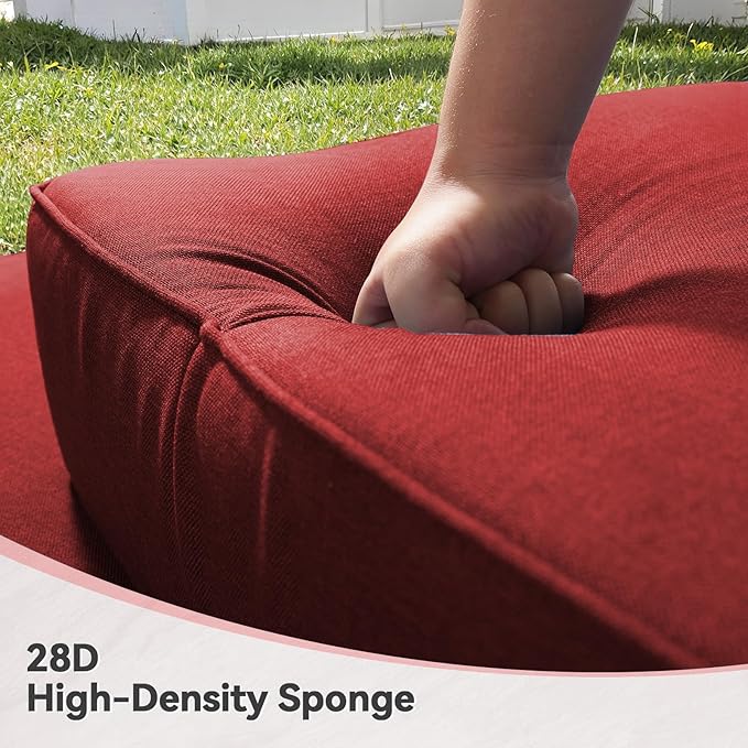 6" Thick Outdoor Cushions 22x24x6, 1-Set Deep Seat Patio Cushions with Removable Cover, Waterproof & Fade Resistant Replacement for Wicker Chair, Loveseat, Sofa - Red