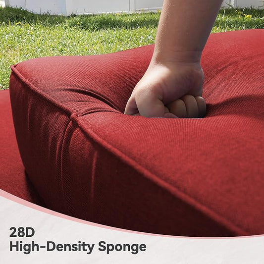 6" Thick Outdoor Cushions 22x24x6, 7-Set Deep Seat Patio Cushions with Removable Cover, Waterproof & Fade Resistant Replacement for Wicker Chair, Loveseat, Sofa - Red