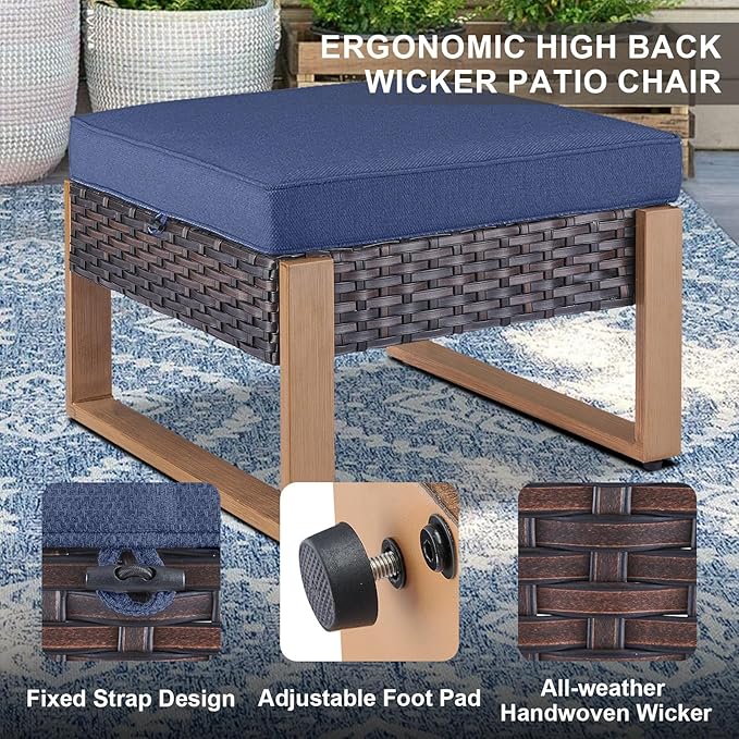 Belord 5 Piece Patio Furniture Set with Swivel Chairs, PE Wicker Patio Sofa Set Outdoor Swivel Rocker Patio Chairs with Anti-Rust Metal Wide Armrests for Deck Backyard Sunroom