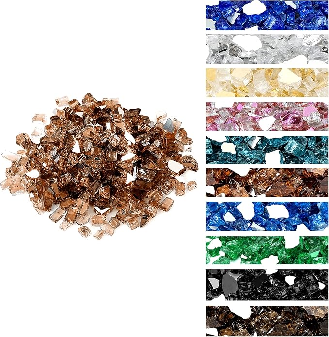 Onlyfire 10 pounds Fire Glass for Propane Fire Pit and Gas Fireplace, 1/4 Inch Reflective Firepit Glass Rocks for Fire Pit Table and Fire Bowl, High Luster Copper