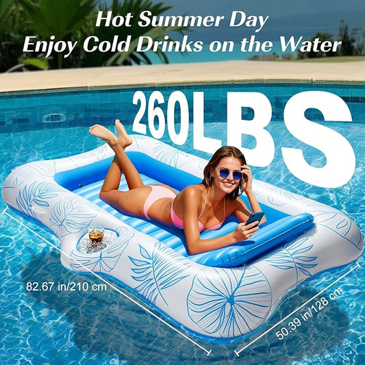 HeySplash Pool Lounger Float for Adult, Inflatable Pool Floats Bed Cooling Contour Lounger Rafts, Water Rafts for Lake, Outdoor Beach Pool Party