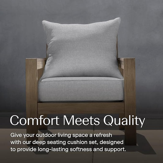 Honeycomb Outdoor Heritage Deep Seat, 24 x 23, Textured Solid Platinum Grey Chair Cushion for Patio Furniture