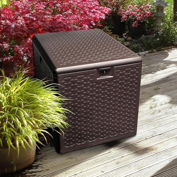 Plastic Development Group Outdoor Storage Deck Box, Standard Closure, 28 Gallon, Java