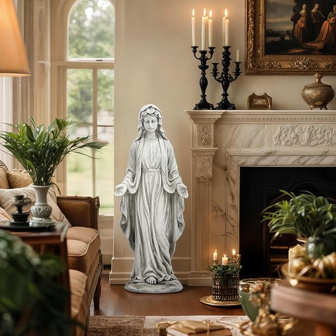 Ultym Virgin Mary Statue Outdoor, Large 30 Inch Religious Garden Statue, Blessed Mother Mary Statues Catholic, Durable Weather MGO Stone Sculptures Decor, Lawn Art for Home,Yard,Patio,Forch