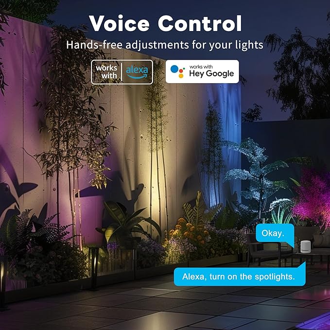 Varmtalys Smart Low Voltage Landscape Lights Multi Color - 12V LED Spotlights Outdoor Waterproof, Hardwired Spot Lights Million-Colored, App Operated Alexa Aluminum Black for Wall Wash Flag 10 Pack