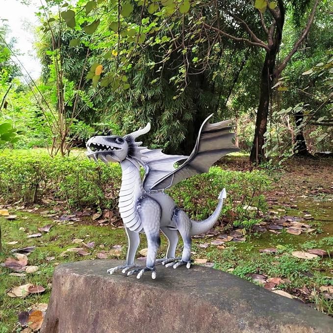 Joyful Home Decorative Dragon Figurine White, Blizzard The Dragon Statue, Design Tales of legendia Flying Dragon Statue, The Dragon of Mythical Castle Garden Statue