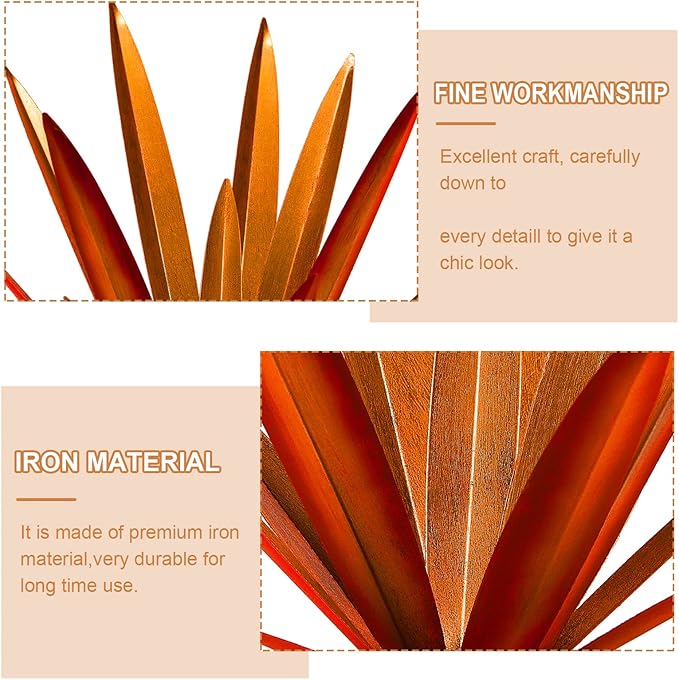 Homight Large Agave Sculpture Rustic Metal Agave Plant Outdoor Interior Decoration Outdoor Lawn Decoration Yard Wooden Posts Matching Garden Suitable for Patio…