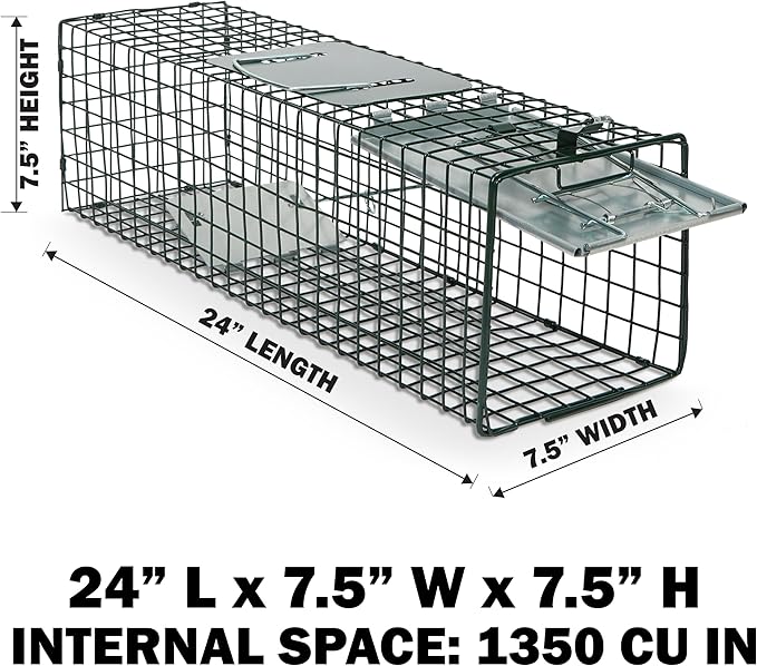 Humane Way Sentinel 32 Inch + 24 Inch Live Animal Trap Combo Pack - No Assembly Required - Raccoons, Cats, Groundhogs, Opossums, Rabbits, Squirrels