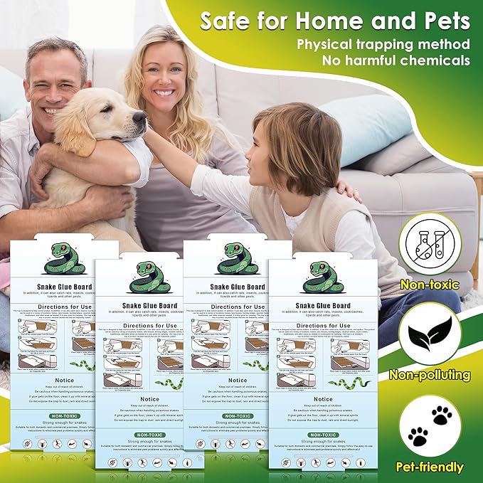 Qualirey 28" x 14" Extra Large Snake Glue Traps 4 Pack, Mouse Sticky Traps Indoor for Home, Non Toxic Glue Boards for Snakes, Rats, Insects, Cockroaches Lizards and Other Pests Pet Safe Pest Control