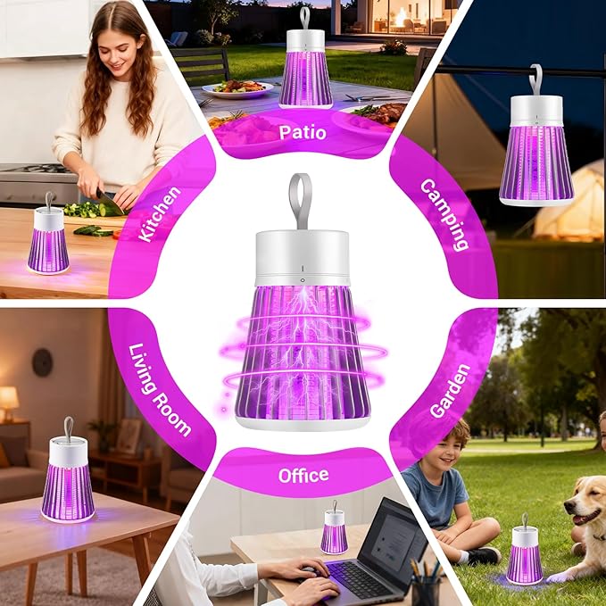 Bug Zapper Indoor, Portable Mosquito Zappers Killer, USB Power & Rechargeable Electric Fly Swatter Zapper, Mosquito Repellent Outdoor Patio, Flying Trap for Home Camping, Lightweight, Satety Gird