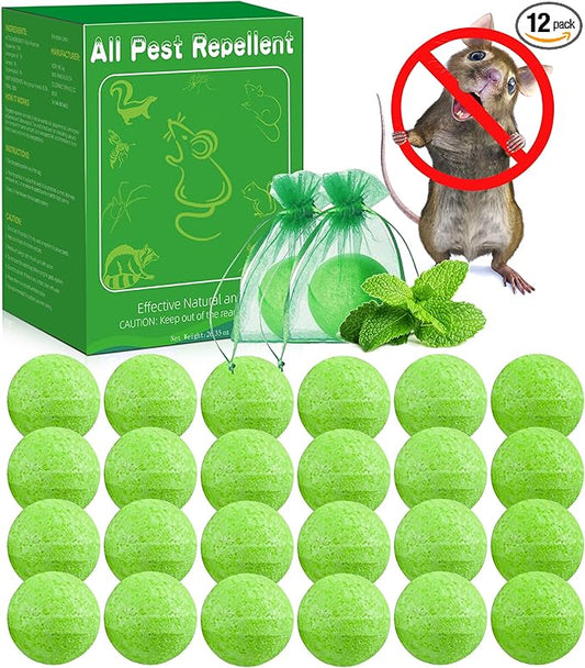 12Pack Mouse Rodent Repellent & Pest Defense - Natural Peppermint Oil Deterrent Rodent Repellent for Indoor/Outdoor Use - Repel Mice and Rat Safe Around Kids & Pets