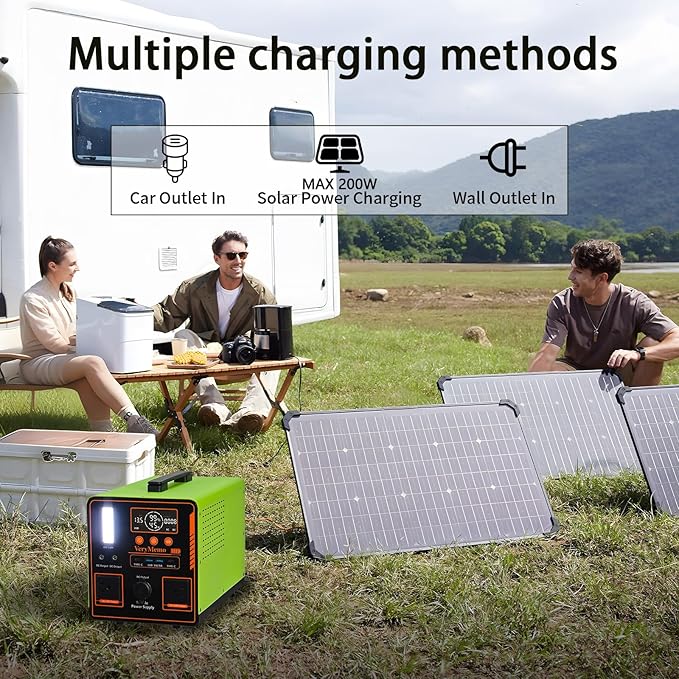 Portable Power Station, 1216Wh LiFePO4 Battery，1200W (Peak 2400W) AC，Reinforced Metal Frame，Backup Power Supply，uitable for Outdoor Camping Home Power Outage Emergency