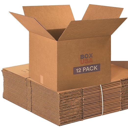 BOX USA Moving Boxes Large 20"L x 20"W x 15"H 12-Pack - Corrugated Cardboard Box for Shipping, Mailing, Packing, Packaging and Storage