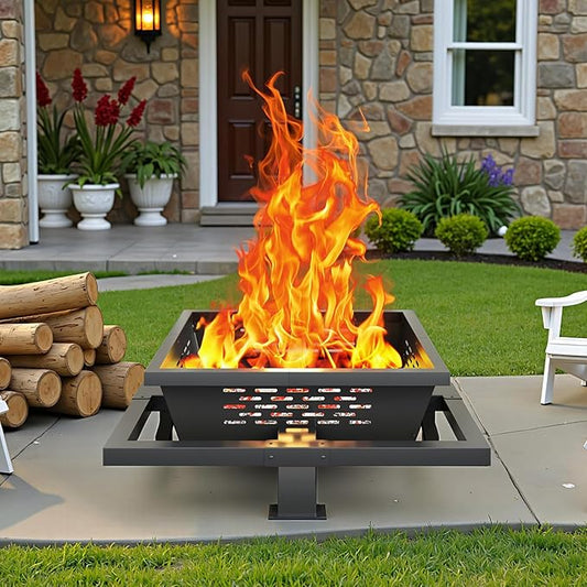 36 Inch Fire Pit for Outside, Outdoor Wood Burning Firepit with Poker, Heavy Duty Fire Pit for Camping, Backyard, Patio