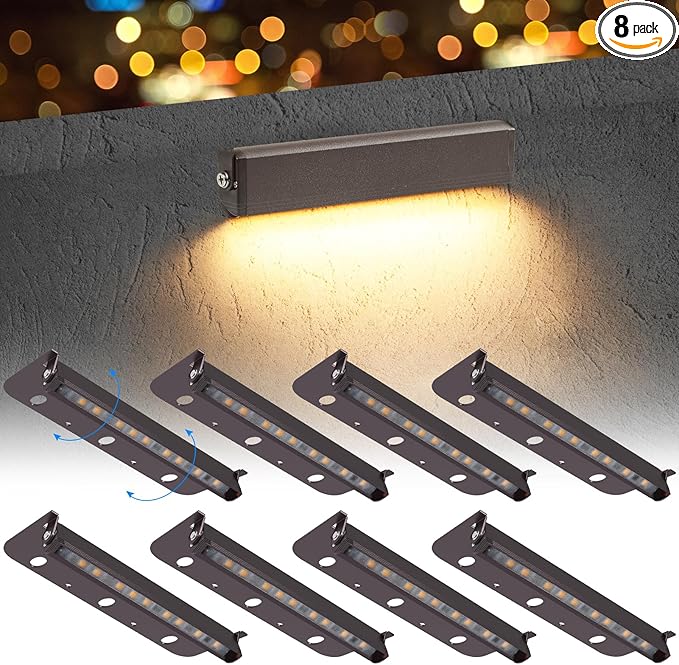 8-Packs 3W 7 Inch LED Hardscape Paver Lighting,12V AC/DC Low Voltage Retaining Wall Lights,LED Landscape Lighting,2700K Soft White Outdoor Step Light,50,000 Hours Lifespan