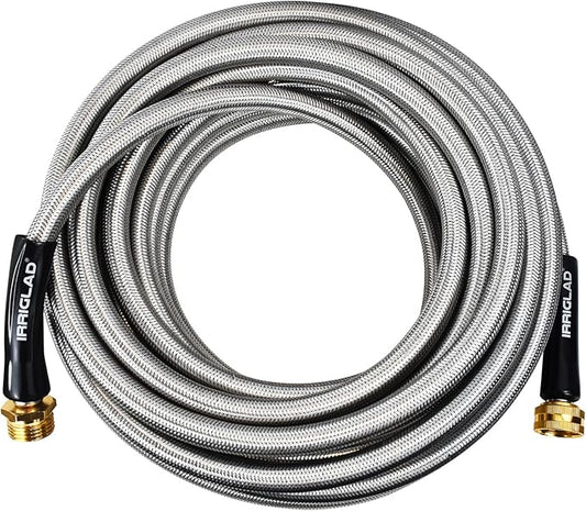 Garden Hose 304 Stainless Steel Metal Braided Hose, Lightweight, Kink-Free, Tough, Flexible Water Hose, Rust Proof, Puncture, Portable, 1/2" Aircraft Grade Aluminum Alloy Connector, 50FT