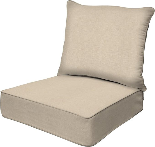 Honeycomb Outdoor Heritage Deep Seat, 24 x 23, Textured Solid Almond Chair Cushion for Patio Furniture