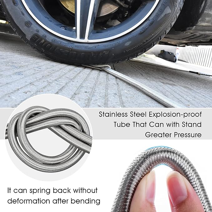 Garden Hose 304 Stainless Steel Metal Braided Hose, Lightweight, Kink-Free, Tough, Flexible Water Hose, Rust Proof, Puncture, Portable, 1/2" Aircraft Grade Aluminum Alloy Connector, 50FT
