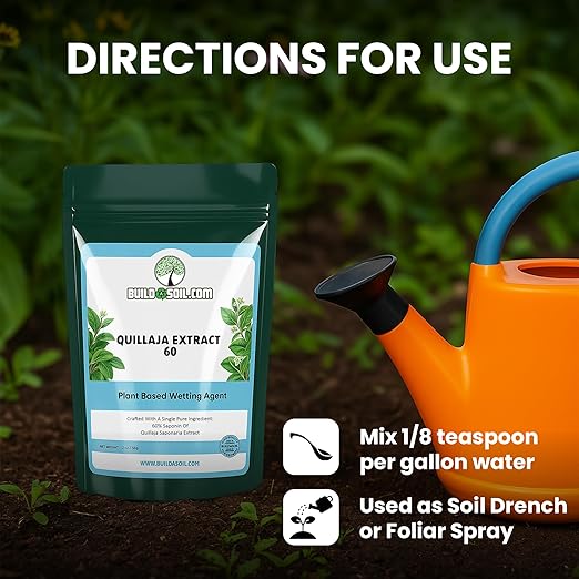 BuildASoil Quillaja Saponaria Extract Powder 60% (2 oz) – Natural Root Growth Booster for Plants